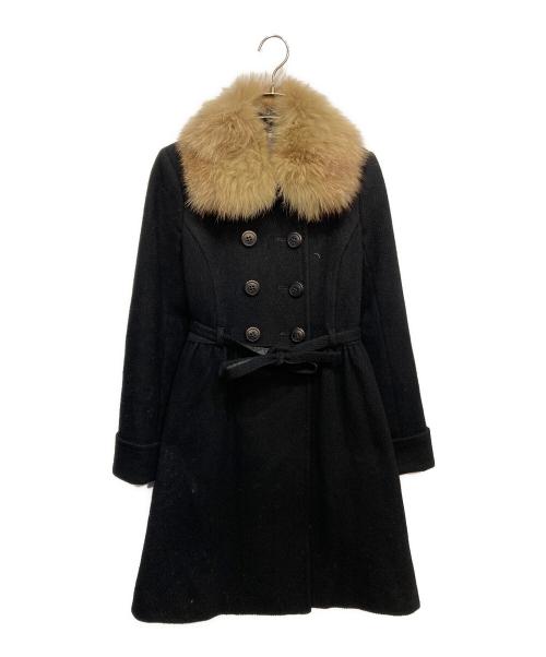 BURBERRY BLUE LABEL（バーバリー ブルー レーベル）BURBERRY BLUE LABEL (バーバリーロンドンブルーレーベル) フォックス ファー 付き コート ブラック サイズ:40の古着・服飾アイテム