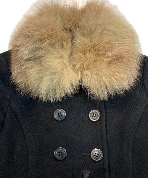 BURBERRY BLUE LABEL（バーバリー ブルー レーベル）BURBERRY BLUE LABEL (バーバリーロンドンブルーレーベル) フォックス ファー 付き コート ブラック サイズ:40の古着・服飾アイテム
