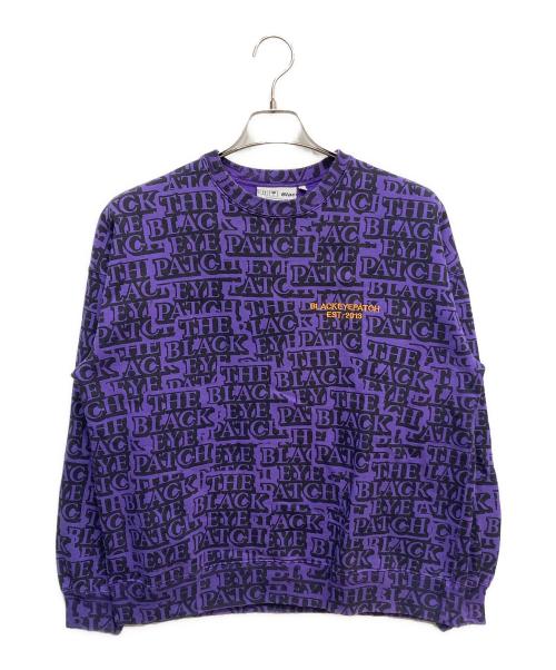 BlackEyePatch（ブラックアイパッチ）BlackEyePatch (ブラックアイパッチ) 総柄　トレーナー パープル サイズ:Mの古着・服飾アイテム