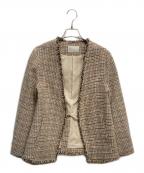 CELFORDセルフォード）の古着「ツイード Vネック ノーカラー ジャケット」｜ベージュ