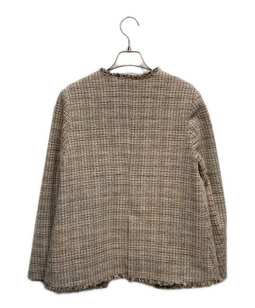 CELFORD（セルフォード）CELFORD (セルフォード) ツイード Vネック ノーカラー ジャケット ベージュ サイズ:36の古着・服飾アイテム