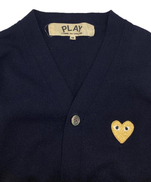 PLAY COMME des GARCONS（プレイコムデギャルソン）PLAY COMME des GARCONS (プレイコムデギャルソン) ハート パッチウール カーディガン ネイビー サイズ:Mの古着・服飾アイテム