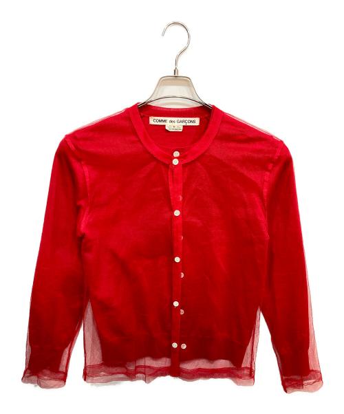 COMME des GARCONS（コムデギャルソン）COMME des GARCONS (コムデギャルソン) メッシュレイヤードカーディガン レッド サイズ:Mの古着・服飾アイテム