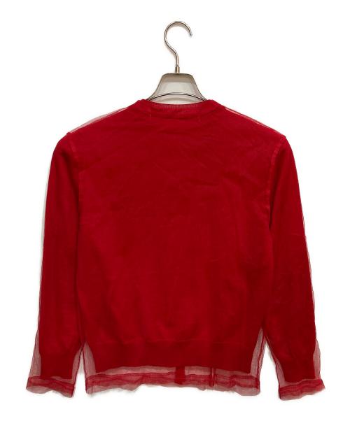 COMME des GARCONS（コムデギャルソン）COMME des GARCONS (コムデギャルソン) メッシュレイヤードカーディガン レッド サイズ:Mの古着・服飾アイテム