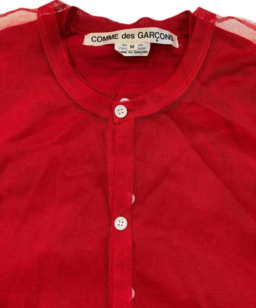 COMME des GARCONS（コムデギャルソン）COMME des GARCONS (コムデギャルソン) メッシュレイヤードカーディガン レッド サイズ:Mの古着・服飾アイテム