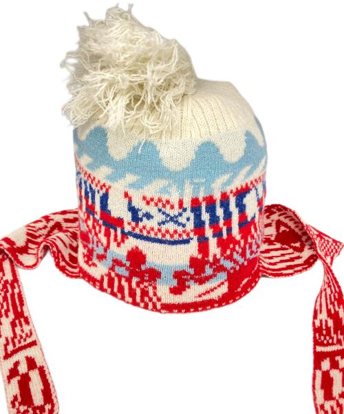 Vivienne Westwood（ヴィヴィアンウエストウッド）Vivienne Westwood (ヴィヴィアンウエストウッド) FLAP EARSニット キャップ レッド×ホワイト サイズ:サイズ詳細参照の古着・服飾アイテム