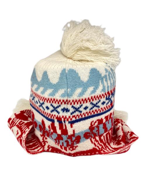 Vivienne Westwood（ヴィヴィアンウエストウッド）Vivienne Westwood (ヴィヴィアンウエストウッド) FLAP EARSニット キャップ レッド×ホワイト サイズ:サイズ詳細参照の古着・服飾アイテム