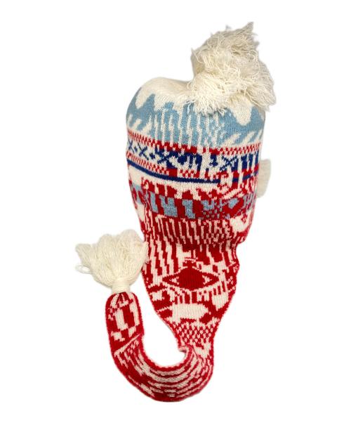 Vivienne Westwood（ヴィヴィアンウエストウッド）Vivienne Westwood (ヴィヴィアンウエストウッド) FLAP EARSニット キャップ レッド×ホワイト サイズ:サイズ詳細参照の古着・服飾アイテム