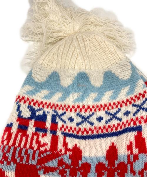 Vivienne Westwood（ヴィヴィアンウエストウッド）Vivienne Westwood (ヴィヴィアンウエストウッド) FLAP EARSニット キャップ レッド×ホワイト サイズ:サイズ詳細参照の古着・服飾アイテム