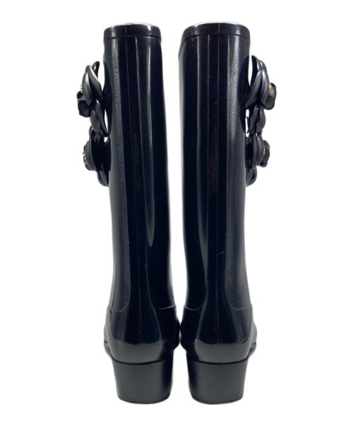 CHANEL（シャネル）CHANEL (シャネル) カメリア レイン ブーツ ブラック サイズ:39の古着・服飾アイテム