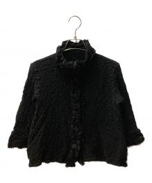 me ISSEY MIYAKE（ミーイッセイ ミヤケ）の古着「フリルカーディガン」｜ブラック