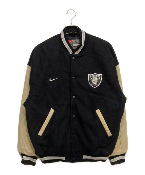 NIKE（ナイキ）NIKE (ナイキ) NFL (エヌエフエル) RAIDERS 袖革 スタジャン ブラック サイズ:Lの古着・服飾アイテム