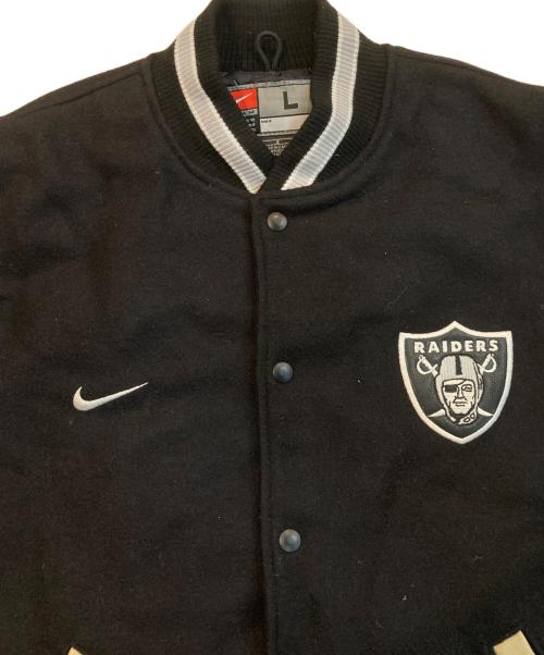 NIKE（ナイキ）NIKE (ナイキ) NFL (エヌエフエル) RAIDERS 袖革 スタジャン ブラック サイズ:Lの古着・服飾アイテム
