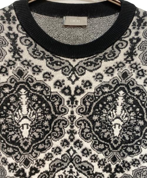 Dior（ディオール）Dior (ディオール) ペイズリー柄クルーネックニット グレー サイズ:Mの古着・服飾アイテム