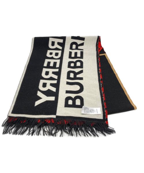 BURBERRY（バーバリー）BURBERRY (バーバリー) SCフットボールマフラー ブラック×レッド サイズ:サイズ詳細参照の古着・服飾アイテム