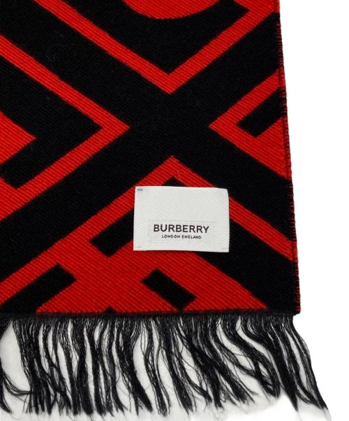 BURBERRY（バーバリー）BURBERRY (バーバリー) SCフットボールマフラー ブラック×レッド サイズ:サイズ詳細参照の古着・服飾アイテム
