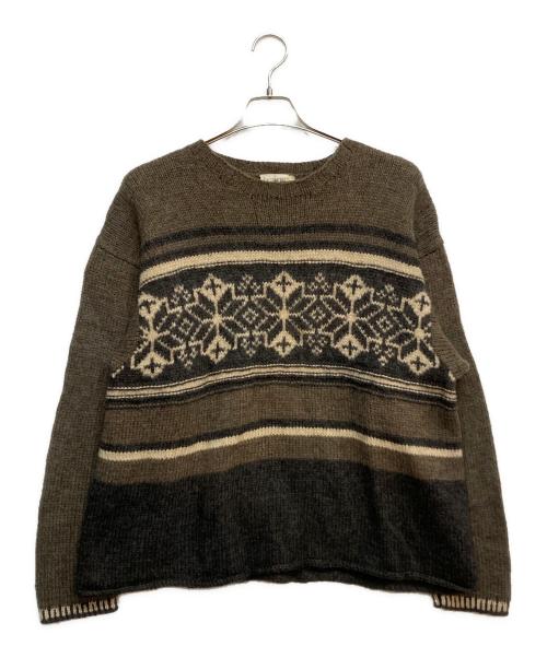 J.CREW（ジェイクルー）J.CREW (ジェイクルー) ノルディック ウール ニット ブラウン サイズ:Lの古着・服飾アイテム