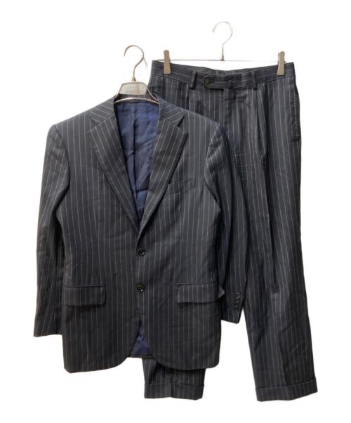 BEAMS F（ビームスエフ）BEAMS F (ビームスエフ) ウール カシミヤ ストライプ セットアップ スーツ ネイビー サイズ:FREEの古着・服飾アイテム