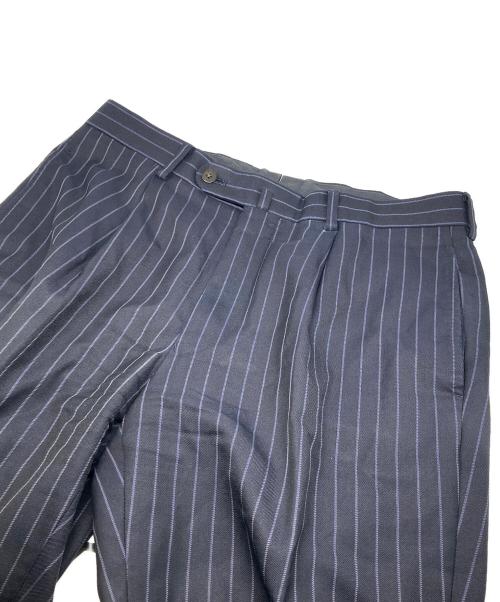 BEAMS F（ビームスエフ）BEAMS F (ビームスエフ) ウール カシミヤ ストライプ セットアップ スーツ ネイビー サイズ:FREEの古着・服飾アイテム