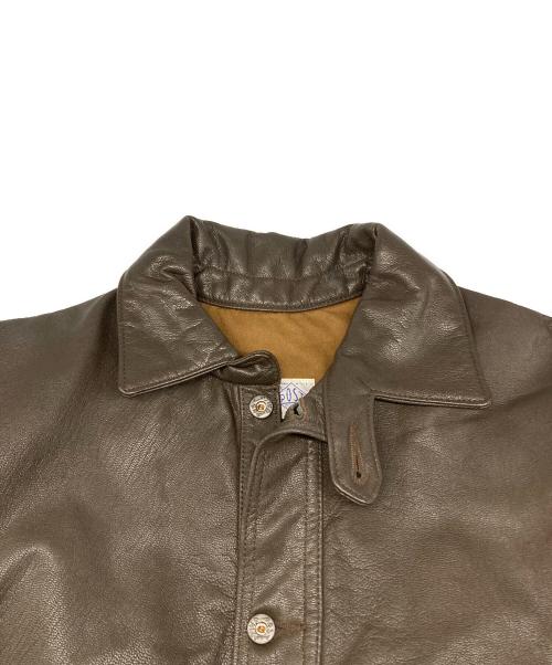 POST O'ALLS（ポストオーバーオールズ）POST O'ALLS (ポストオーバーオールズ) CRUZER 8 goatskin JACKET ブラウン サイズ:ＸＬの古着・服飾アイテム
