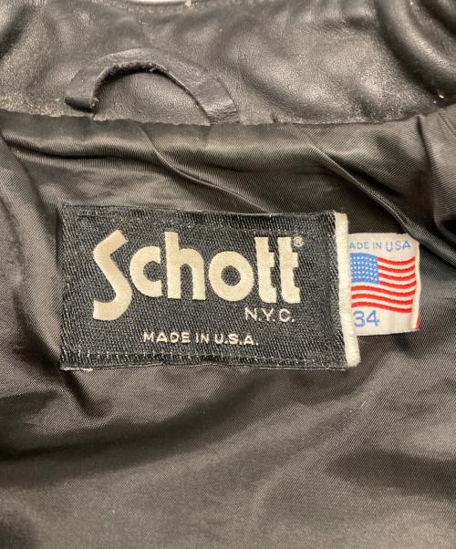 Schott（ショット）Schott (ショット) ライン  シングル ライダース ジャケット ブラック サイズ:Sの古着・服飾アイテム