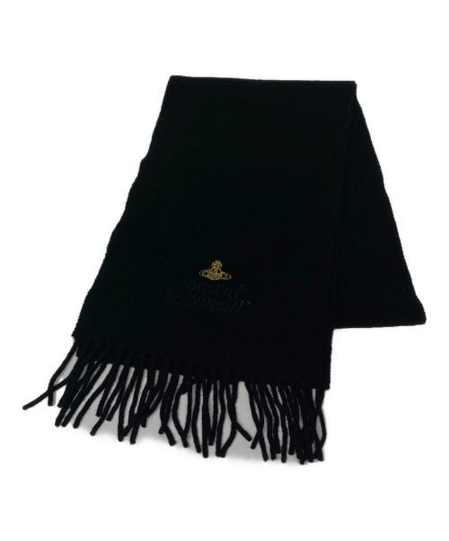 Vivienne Westwood（ヴィヴィアンウエストウッド）Vivienne Westwood (ヴィヴィアンウエストウッド) オーブ刺繍マフラー ブラック サイズ:サイズ詳細参照の古着・服飾アイテム