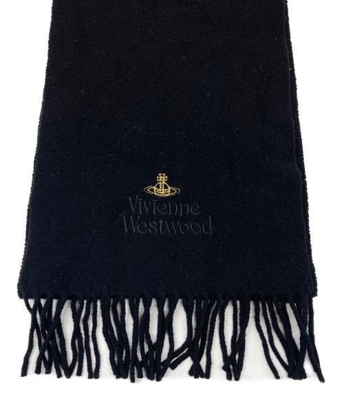 Vivienne Westwood（ヴィヴィアンウエストウッド）Vivienne Westwood (ヴィヴィアンウエストウッド) オーブ刺繍マフラー ブラック サイズ:サイズ詳細参照の古着・服飾アイテム