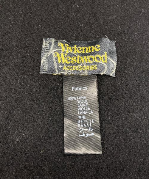 Vivienne Westwood（ヴィヴィアンウエストウッド）Vivienne Westwood (ヴィヴィアンウエストウッド) オーブ刺繍マフラー ブラック サイズ:サイズ詳細参照の古着・服飾アイテム
