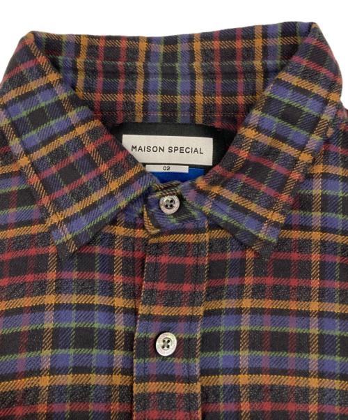 MAISON SPECIAL（メゾンスペシャル）MAISON SPECIAL (メゾンスペシャル) Prime-Over Regular Collar Flannel Shirt ネイビー サイズ:2の古着・服飾アイテム