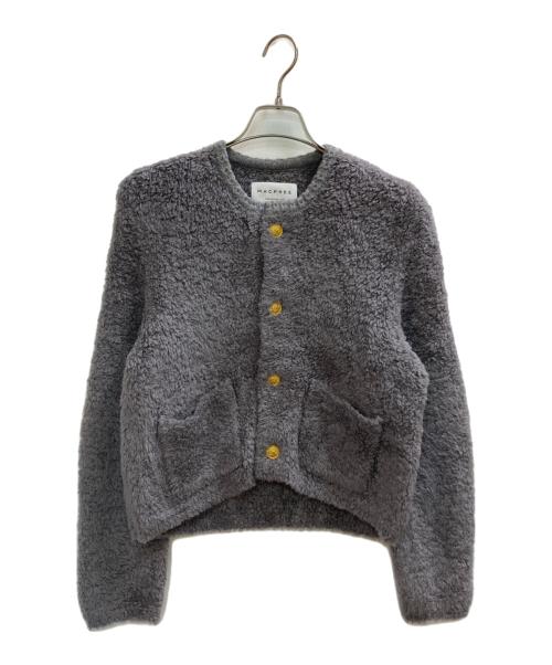 MACPHEE（マカフィー）MACPHEE (マカフィー) ムートン クルーネックカーディガン グレー サイズ:Sの古着・服飾アイテム