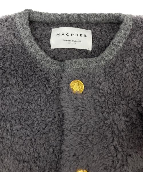 MACPHEE（マカフィー）MACPHEE (マカフィー) ムートン クルーネックカーディガン グレー サイズ:Sの古着・服飾アイテム