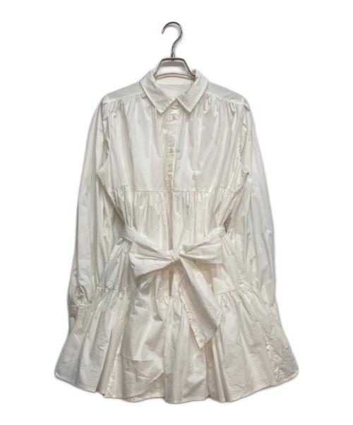 eimy istoire（エイミーイストワール）eimy istoire (エイミーイストワール) ボリュームティアード ミニワンピース ホワイト サイズ:FREEの古着・服飾アイテム
