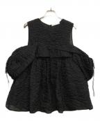 CECILIE BAHNSENセシリーバンセン）の古着「SILKE TOP オープンショルダーパフスリーブブラウス」｜ブラック