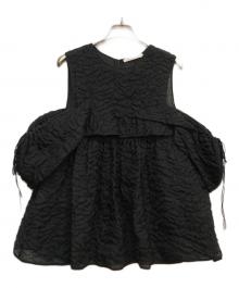 CECILIE BAHNSEN（セシリーバンセン）の古着「SILKE TOP オープンショルダーパフスリーブブラウス」｜ブラック