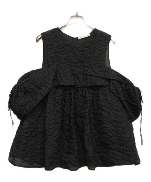 CECILIE BAHNSEN（セシリーバンセン）CECILIE BAHNSEN (セシリーバンセン) SILKE TOP オープンショルダーパフスリーブブラウス ブラック サイズ:UK8 US4の古着・服飾アイテム