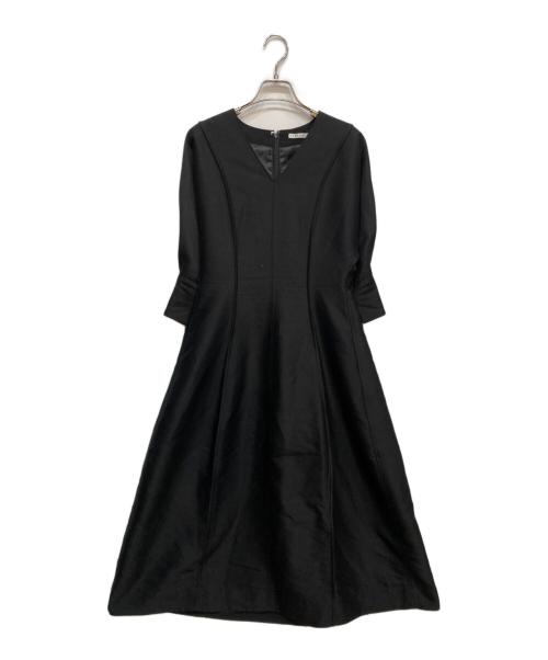ESTNATION（エストネーション）ESTNATION (エストネーション) ダブルクロスVネックワンピース ブラック サイズ:38の古着・服飾アイテム