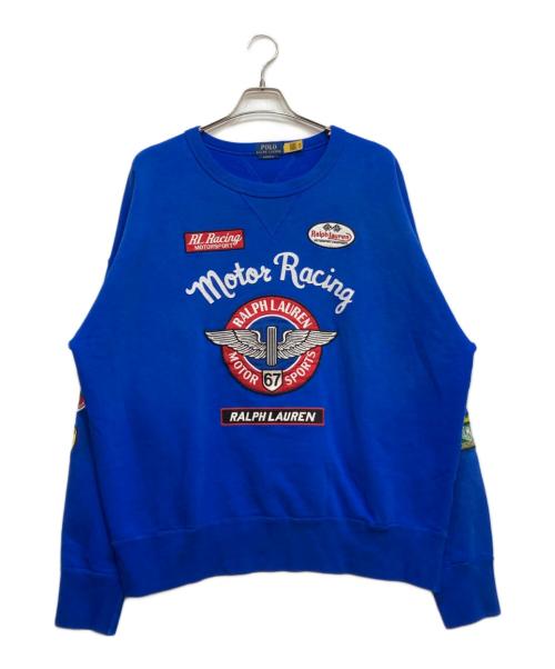 POLO RALPH LAUREN（ポロ・ラルフローレン）POLO RALPH LAUREN (ポロ・ラルフローレン) Motor Racing ワッペン スウェット ブルー サイズ:サイズ詳細参照の古着・服飾アイテム