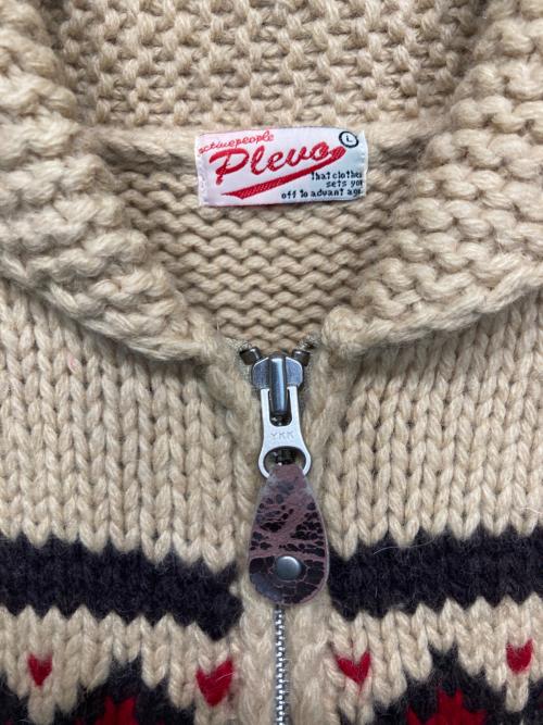 PLEVO（プレボ）PLEVO (プレボ) カウチンニットカーディガン ベージュ サイズ:Lの古着・服飾アイテム