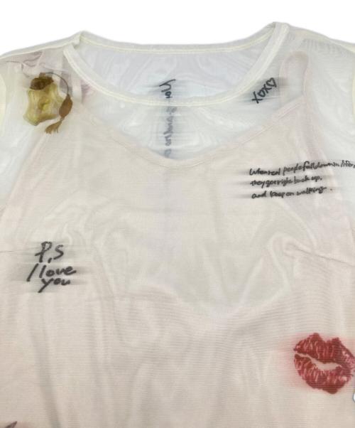 Ameri VINTAGE（アメリヴィンテージ）Ameri VINTAGE (アメリヴィンテージ) LITTLE FUNNY FACE (リトルファニーフェイス) Sheer Top ホワイト サイズ:FREEの古着・服飾アイテム