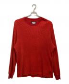 MAISON SPECIALメゾンスペシャル）の古着「Prime-Over Crew Neck Long Sleeve Waffle T-Shirt」｜レッド