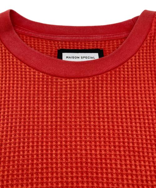 MAISON SPECIAL（メゾンスペシャル）MAISON SPECIAL (メゾンスペシャル) Prime-Over Crew Neck Long Sleeve Waffle T-Shirt レッド サイズ:1の古着・服飾アイテム