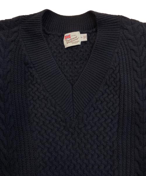 Traditional Weatherwear（トラディショナルウェザーウェア）Traditional Weatherwear (トラディショナルウェザーウェア) FISHERMAN V NECK PULLOVER ネイビー サイズ:Sの古着・服飾アイテム