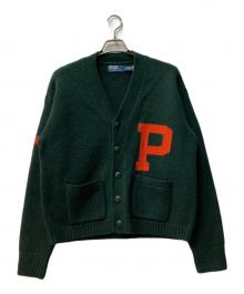 POLO RALPH LAUREN（ポロ・ラルフローレン）の古着「レターマン ウールVネック カーディガン」｜グリーン