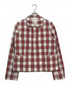 COMME des GARCONS GIRLコムデギャルソンガール）の古着「丸襟チェックジャケット」｜レッド