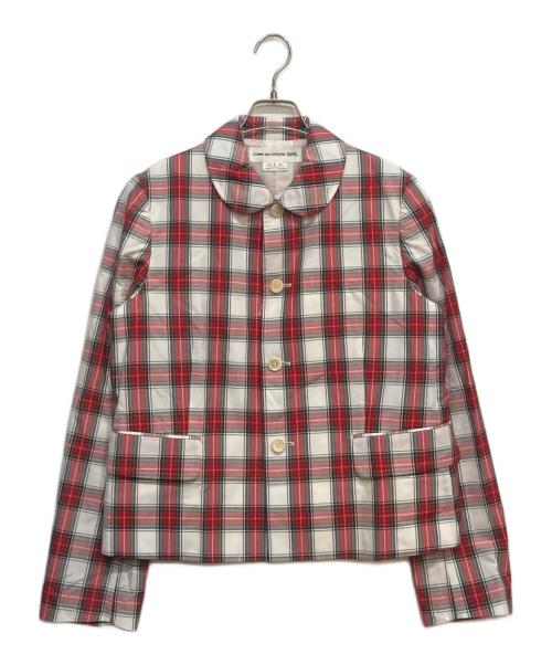 COMME des GARCONS GIRL（コムデギャルソンガール）COMME des GARCONS GIRL (コムデギャルソンガール) 丸襟チェックジャケット レッド サイズ:Lの古着・服飾アイテム