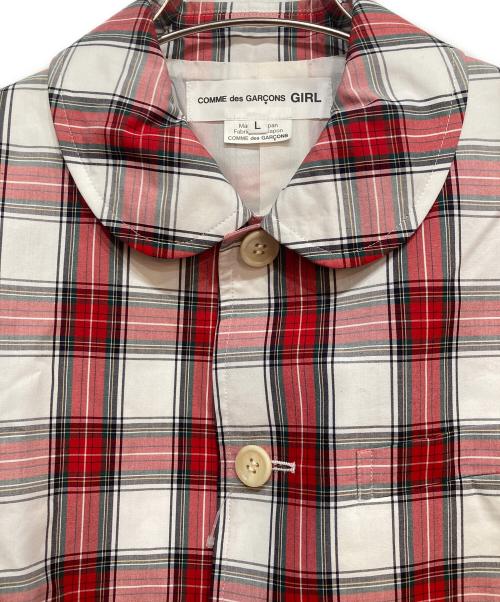 COMME des GARCONS GIRL（コムデギャルソンガール）COMME des GARCONS GIRL (コムデギャルソンガール) 丸襟チェックジャケット レッド サイズ:Lの古着・服飾アイテム