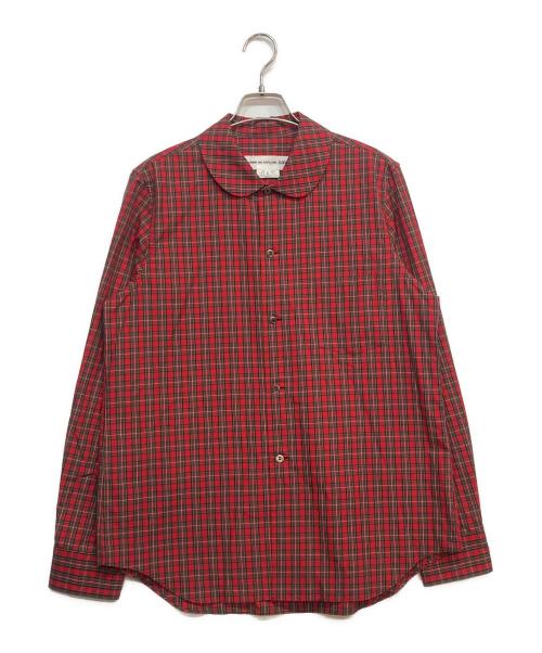 COMME des GARCONS GIRL（コムデギャルソンガール）COMME des GARCONS GIRL (コムデギャルソンガール) 丸襟チェックシャツ レッド サイズ:Lの古着・服飾アイテム