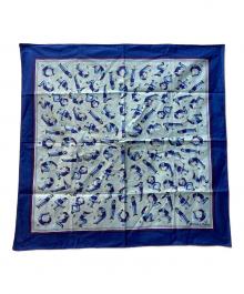 HERMES（エルメス）の古着「数字柄 Human Nambers コットンスカーフ」｜ブルー