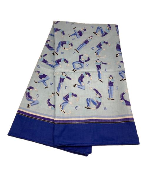 HERMES（エルメス）HERMES (エルメス) 数字柄 Human Nambers コットンスカーフ ブルー サイズ:サイズ詳細参照の古着・服飾アイテム