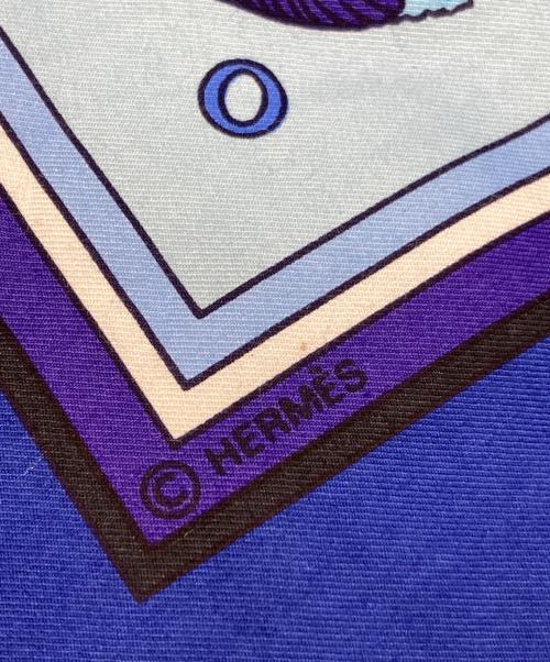 HERMES（エルメス）HERMES (エルメス) 数字柄 Human Nambers コットンスカーフ ブルー サイズ:サイズ詳細参照の古着・服飾アイテム